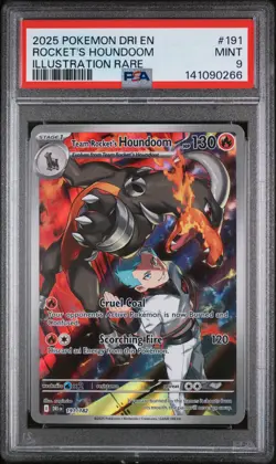 2025 POKEMON DRI EN-ILLUSTRATION RARE #191 TEAM ROCKET'S HOUNDOOM PSA 9 - Image 1