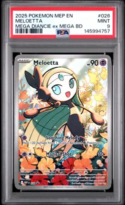 2025 POKEMON MEP MEGA DIANCIE EX MEGA BATTLE DECK #026 MELOETTA PSA 9 - Image 1