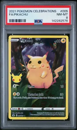 2021 POKEMON CELEBRATIONS #005 FULL ART/PIKACHU PSA 8 - Image 1