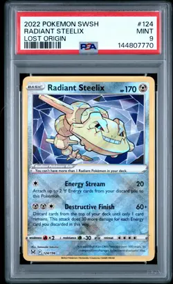 2022 POKEMON SWORD & SHIELD LOST ORIGIN #124 RADIANT STEELIX PSA 9 - Image 1