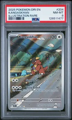 2025 POKEMON DRI EN-DESTINED RIVALS ILLUSTRATION RARE #204 KANGASKHAN PSA 8 - Image 1