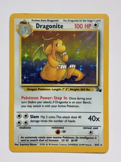 Pokemon Dragonite Holo Rare Fossil 4/62 Unlimited English 1999 - Image 1