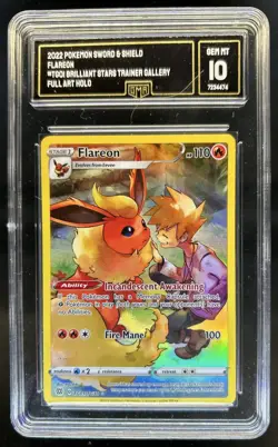 2022 Pokemon SWSH Brilliant Stars Flareon Trainer Gallery Holo #TG01/TG30 GMA 10 - Image 1