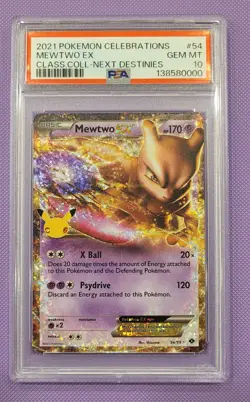 2021 POKEMON CELEBRATIONS CLASSIC COLL #54 MEWTWO EX PSA 10 - Image 1