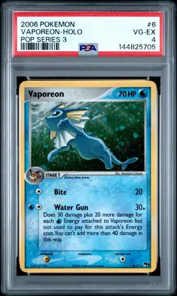 2006 POKEMON POP SERIES 3 #6 VAPOREON-HOLO PSA 4 - Image 1