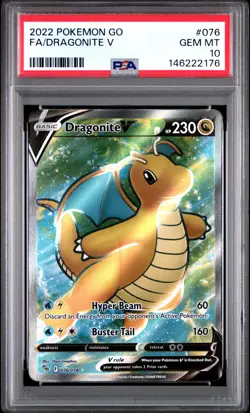 2022 POKEMON GO #076 FULL ART/DRAGONITE V PSA 10 - Image 1
