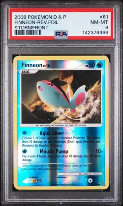 2008 POKEMON DIAMOND & PEARL STORMFRONT #61 FINNEON-REVERSE FOIL PSA 8 - Image 1