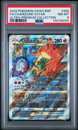 2022 POKEMON SWSH ULTRA-PREMIUM COLLECTION FULL ART/CHARIZARD VSTAR PSA 8 - Image 1