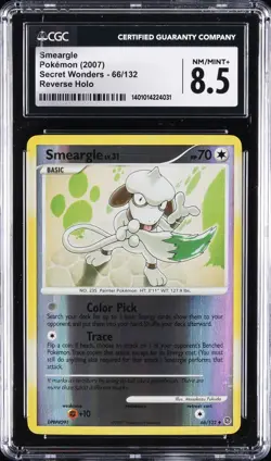 2007 POKEMON SECRET WONDERS REVERSE HOLO #66/132 SMEARGLE CGC 8.5 - Image 1