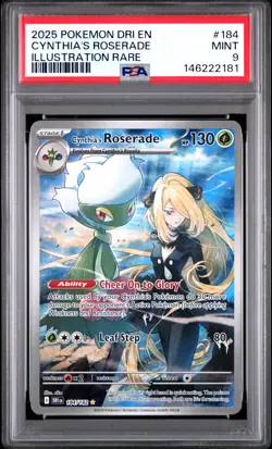 2025 POKEMON DRI EN-DESTINED RIVALS ILLUSTRATION RARE CYNTHIA'S ROSERADE PSA 9 - Image 1
