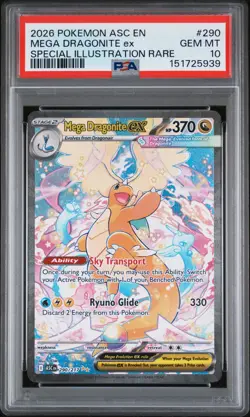 2026 POKEMON ASCENDED HEROES SPECIAL ILLUSTRATION RARE MEGA DRAGONITE EX PSA 10 - Image 1