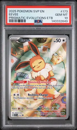 2025 POKEMON PRISMATIC EVOLUTIONS ELITE TRAINER BOX #173 EEVEE PSA 10 - Image 1