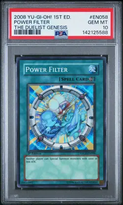 2008 YU-GI-OH! TDGS-THE DUELIST GENESIS 1ST ED #EN058 POWER FILTER PSA 10 - Image 1