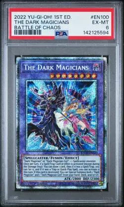 2022 YU-GI-OH! BACH-BATTLE OF CHAOS 1ST ED #EN100 THE DARK MAGICIANS PSA 6 - Image 1