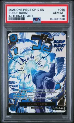 2025 One Piece OP12 En Boeuf Burst Alternate Art #060 PSA 10 Gem Mint - Image 1