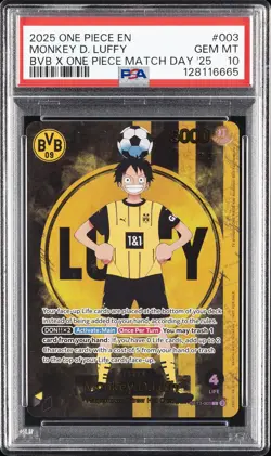 2025 ONE PIECE PROMOS BVB X ONE PIECE MATCH DAY 2025 #003 MONKEY D. LUFFY PSA 10 - Image 1