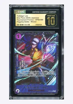 One Piece CGC10 PRISTINE Trafalgar Law R Promo 2025 OP09-069 Flagship Winner JPN - Image 1