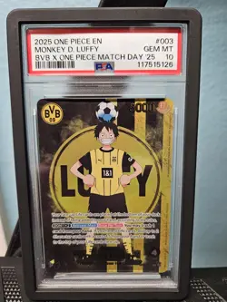 PSA 10 2025 One Piece X BVB Match Day Promo Monkey D Luffy #ST13-003 - Image 1