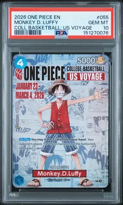 2026 ONE PIECE PROMOS ONE PIECE COLLEGE BK: US VOYAGE MONKEY D. LUFFY PSA 10 - Image 1