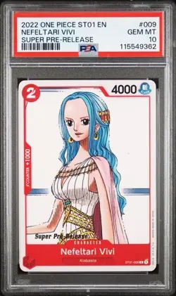 2022 ONE PIECE SUPER PRE RELEASE ST01-009 NEFELTARI VIVI PSA 10 GEM MINT - Image 1