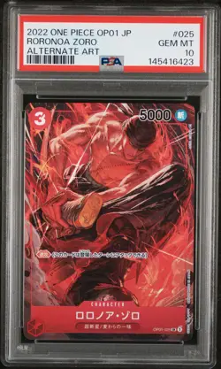 2022 ONE PIECE JPN OP01-ROMANCE DAWN ALTERNATE ART #025 RORONOA ZORO PSA 10 - Image 1
