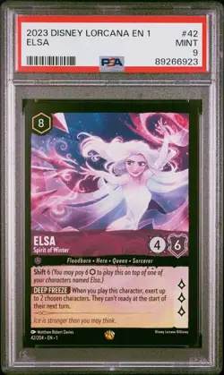 2023 DISNEY LORCANA EN 1-THE FIRST CHAPTER #42 ELSA - SPIRIT OF WINTER PSA 9 - Image 1