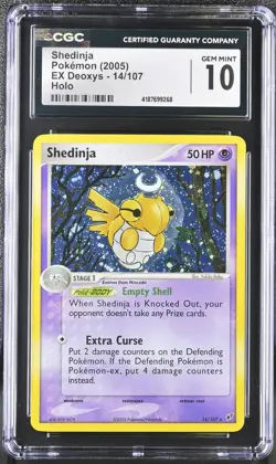 CGC 10 GEM MINT Shedinja 2005 EX Deoxys 14/107 Holo Pokemon Card Pop 5 - Image 1