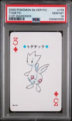 2000 POKEMON SILVER VERSION PLAYING CARDS 3 OF DIAMONDS #176 TOGETIC PSA 10 - Image 1