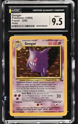Pokemon Gengar Fossil 5/62 Holo Rare CGC 9.5 1999 TCG Card English - Image 1