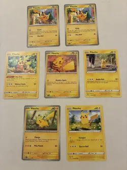 Lot of 7 Pikachu Pokemon Cards - Image 1