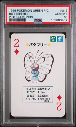 1996 POKEMON GREEN VERSION PLAYING CARDS 2 OF DIAMONDS #012 BUTTERFREE PSA 10 - Image 1