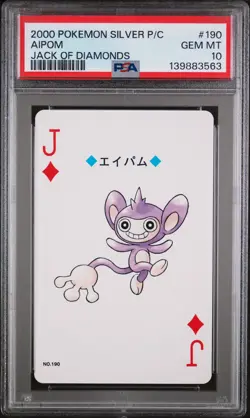2000 POKEMON SILVER VERSION PLAYING CARDS JACK OF DIAMONDS #190 AIPOM PSA 10 - Image 1