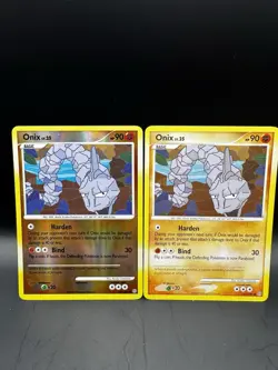2008 Pokemon 2 Card Lot - Onix Lv.25 69/100 Holo/Regular -Stormfront (Vintage) - Image 1