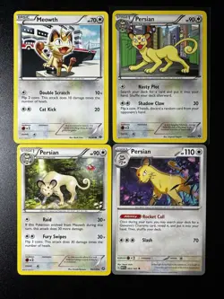 Pokemon Card Lot of 4 - Meowth & Persian - Black & White, Sun & Moon, 151 - Image 1