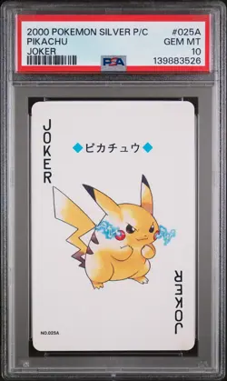 2000 POKEMON SILVER VERSION PLAYING CARDS JOKER #025A PIKACHU PSA 10 - Image 1