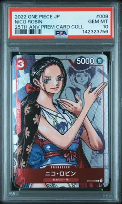 2022 ONE PIECE JPN 25TH ANV PREM CARD COLL #008 NICO ROBIN PSA 10 - Image 1