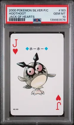 2000 POKEMON SILVER VERSION PLAYING CARDS JACK OF HEARTS #163 HOOTHOOT PSA 10 - Image 1