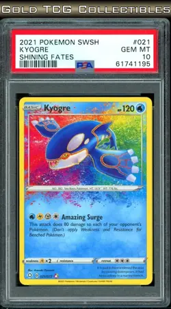 PSA 10 ⭐ Pokemon Kyogre 021 Amazing Rare Shining Fates Full Art Graded Card - Image 1