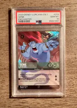 2023 Lorcana The First Chapter Genie DOUBLE SWORD ERROR Enchanted PSA GEM MT 10 - Image 4