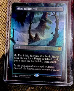 x1 Misty Rainforest SPG MTG 111 FOIL BORDERLESS MYTHIC M/NM 1x - Image 1