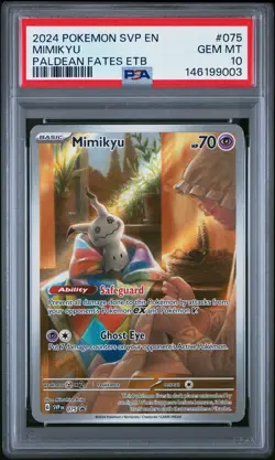 2024 POKEMON SVP PALDEAN FATES ELITE TRAINER BOX PROMO #075 MIMIKYU PSA 10 - Image 1