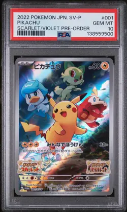 2022 POKEMON JPN SV PROMO SCARLET & VIOLET PRE-ORDER #001 PIKACHU PSA 10 - Image 1