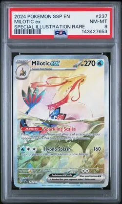 2024 POKEMON SSP EN-SURGING SPARKS SPECIAL ILLUSTRATION RARE MILOTIC EX PSA 8 - Image 1