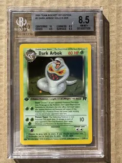 2000 Pokemon Team Rocket 1st Edition Dark Arbok #02 Error Holo BGS 8.5 - Image 1