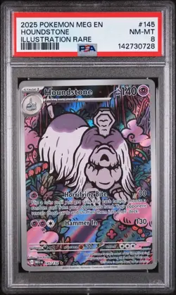 2025 Pokemon MEG EN Illustration Rare #145 Houndstone PSA 8 NM-MINT - Image 1