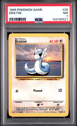 1999 POKEMON BASE SET UNLIMITED #26 DRATINI PSA 7 - Image 1