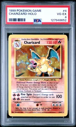 1999 POKEMON BASE SET UNLIMITED #4 CHARIZARD-HOLO PSA 4 - Image 1