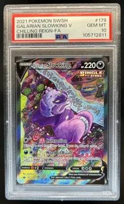 2021 Pokemon SWSH Chilling Reign Galarian Slowking V Full Art #179/198 PSA 10 - Image 1