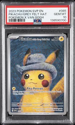 2023 POKEMON SVP EN-SV BLACK STAR PROMO #085 PIKACHU WITH GREY FELT HAT PSA 10 - Image 1