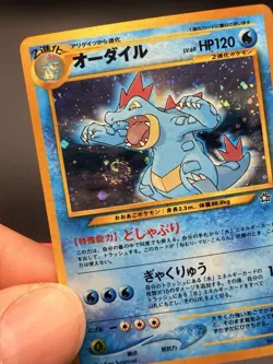 Feraligatr #160 Neo Premium File 1 Japanese 🌀SWIRL Holo Pokemon Card *NM* - Image 2